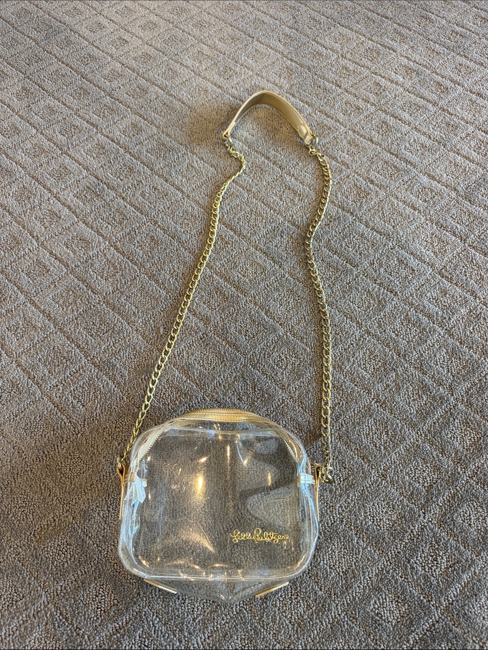 Lilly Pulitzer Clear Crossbody Bag with Gold Chain